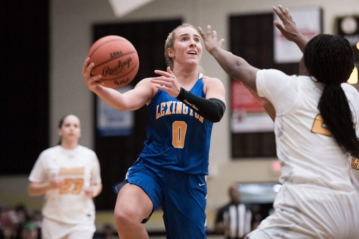 Lexington senior guard Olivia Thompson attempts a shot against Irmo on Dec. 16, 2018, in Irmo, S.C. Thompson will be playing next year for Dawn Staley at the University of South Carolina.