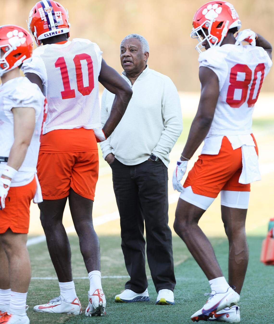 Clemson football’s Woody McCorvey at spring practice March 2, 2022.