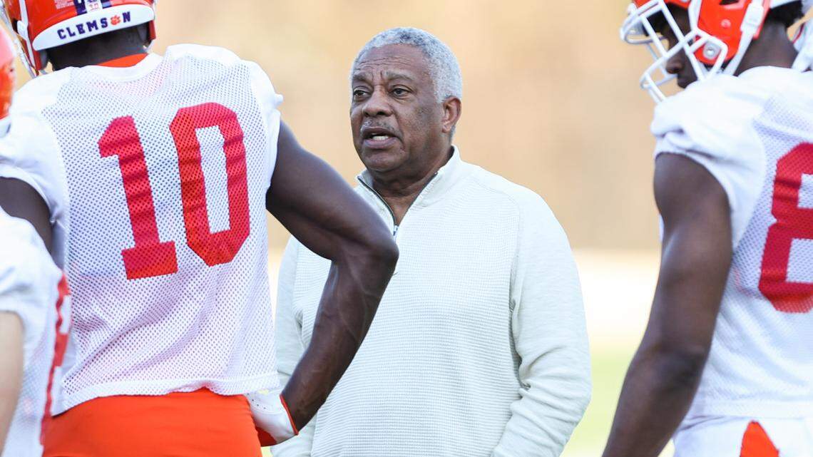 Clemson football’s Woody McCorvey at spring practice March 2, 2022.
