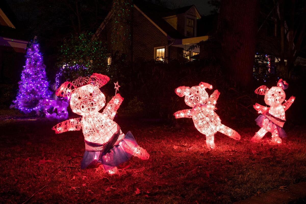 A light display on the corner of Heyward Street and Holly Street in Columbia, South Carolina on Wednesday, December 23, 2020.