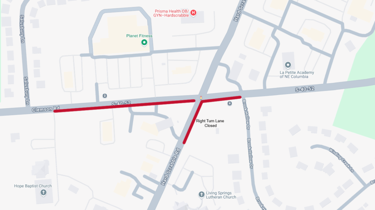 Clemson Road in Richland County will be affected by utility work.