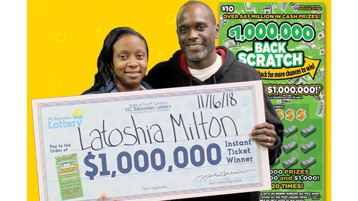Blythewood, SC resident LaToshia Milton won $1,000,000 on a scratch-off lottery ticket she bought at a North Carolina gas station.