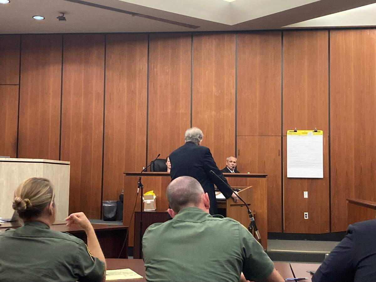 South Carolina Department of Natural Resource Officers watch defense attorney Jack Swerling ask questions of Tracy Gordon, who is on trial for reckless homicide and three counts of boating under the influence.