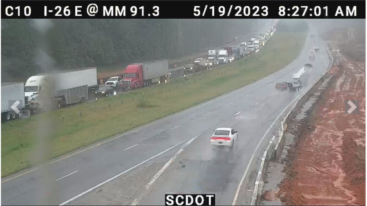 The westbound lanes of I-26 has been blocked following a crash near exit 91, according to the South Carolina Department of Transportation