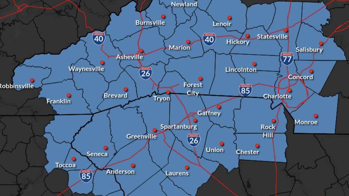 National Weather Service map shows areas likely to be see winter storm.