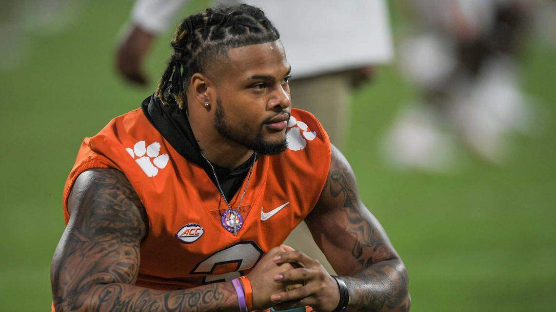 Clemson defensive end Xavier Thomas (3) watches warm up before the game at Memorial Stadium in Clemson, South Carolina Saturday, October 1, 2022. Ncaa Football Clemson Football Vs Nc State Wolfpack