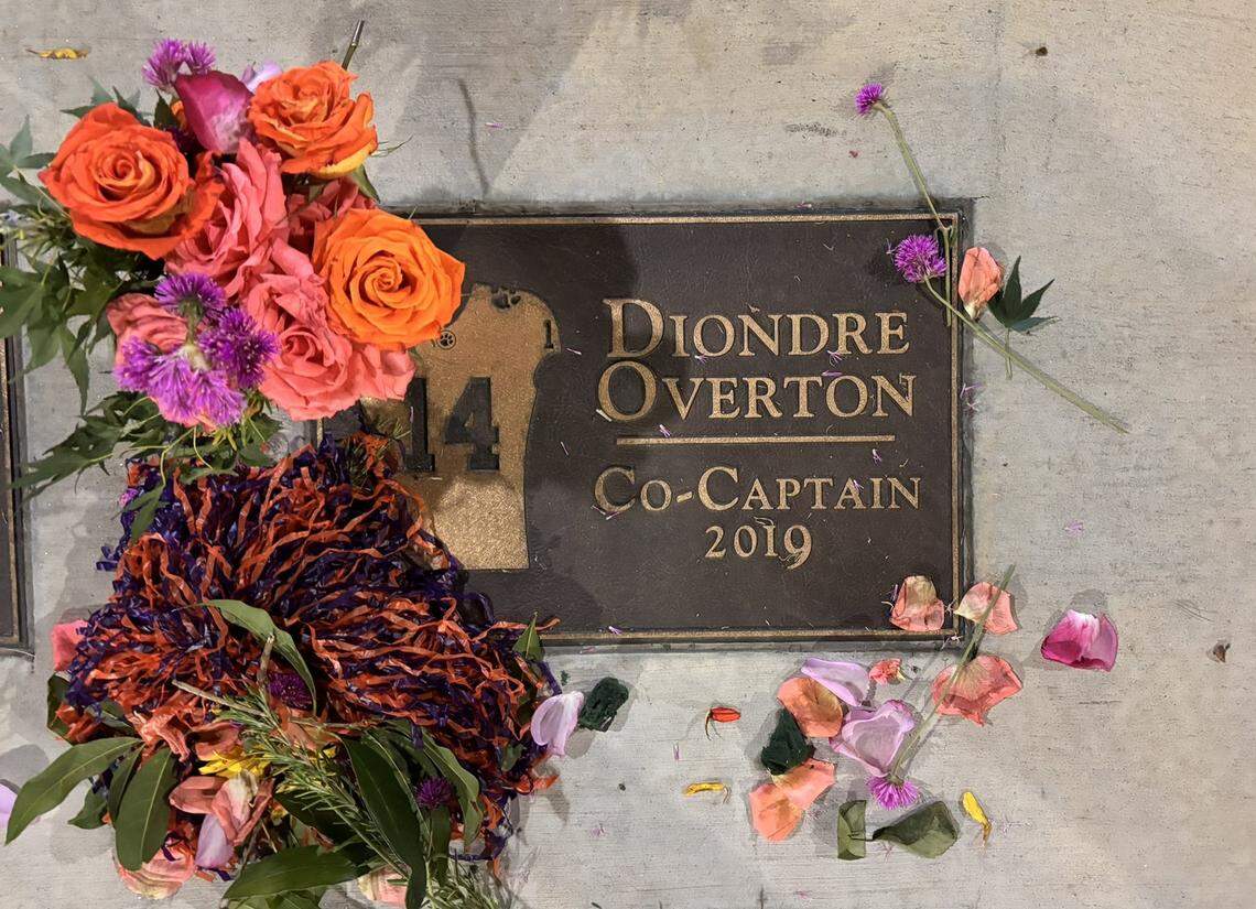 Clemson football played a home night game against App State on Sept. 7, 2024, the same day of Diondre Overton’s death. Fans showered Overton’s permanent team captain plaque on the Tiger Walk area outside the stadium with flowers throughout the afternoon and evening.
