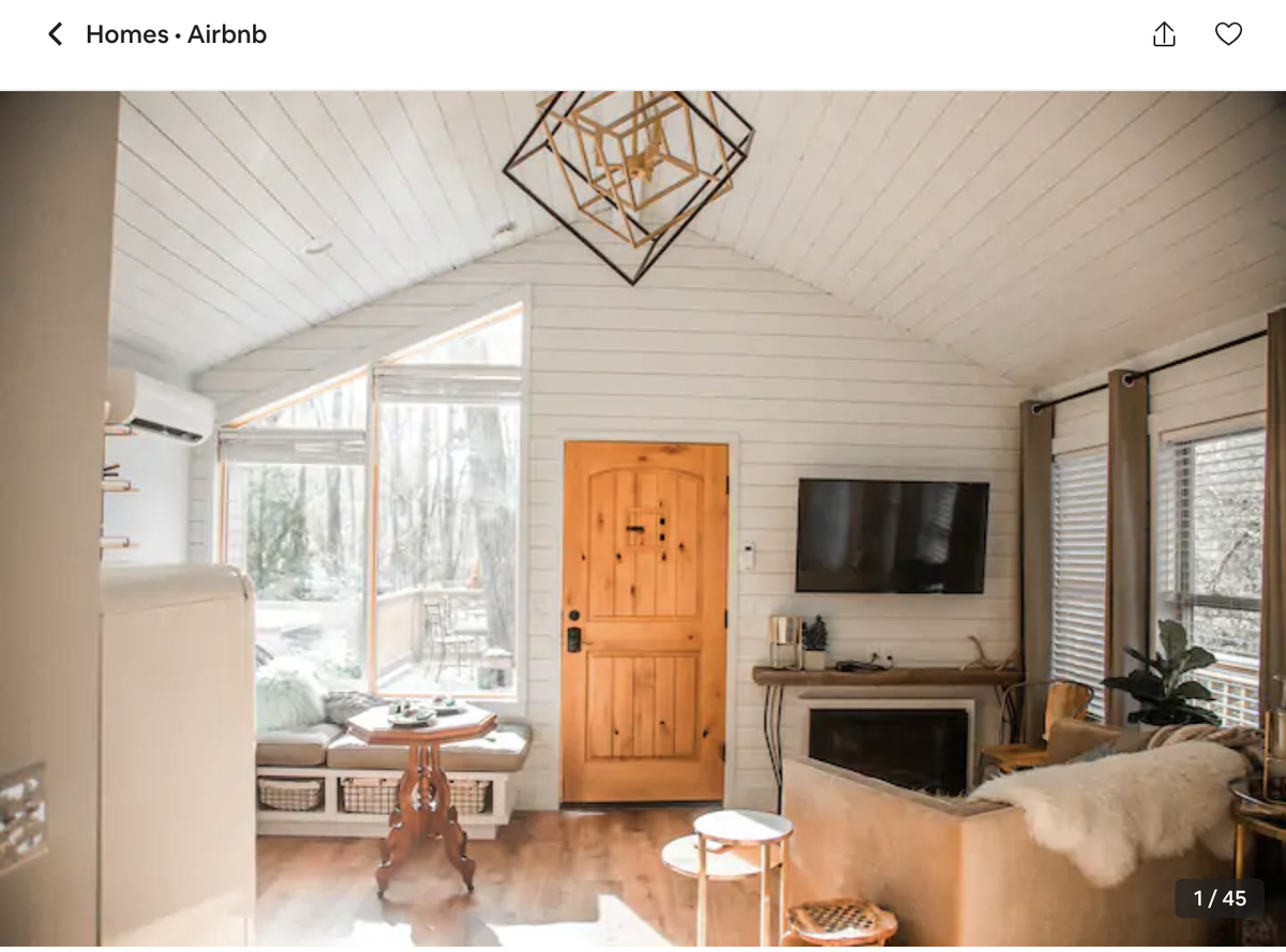This one-bedroom Columbia treehouse sleeps two guests at roughly $250 per night.