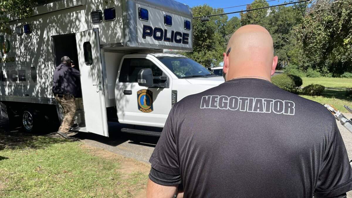 The Columbia Police Department responds to an armed man accused of making threats and refusing to come out of a home on Oct. 1, 2023.