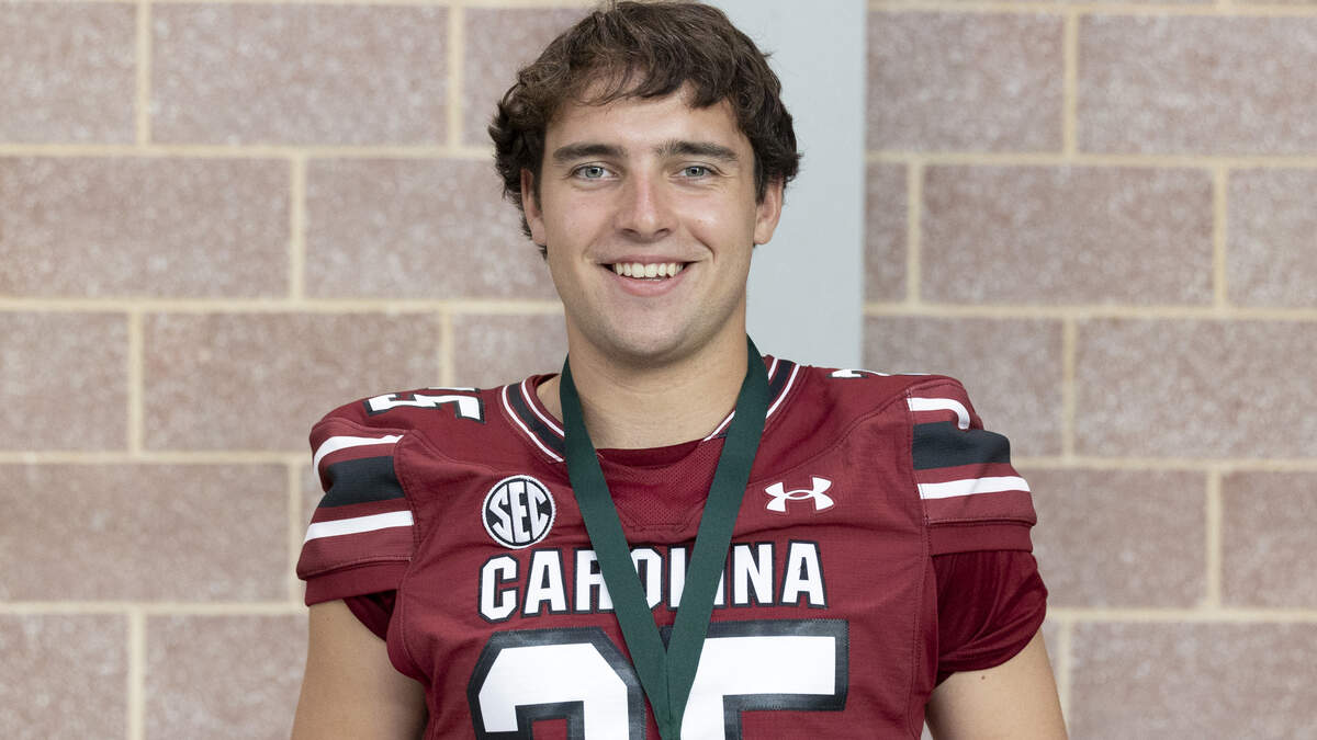 South Carolina football freshman Jimmy Francis (25) appears at the annual Pigskin Poets event held Friday, July 12, 2024 at Drew Wellness Center in Columbia.