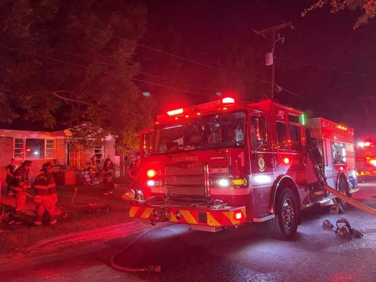 The Columbia Fire Department responds to a house fire.