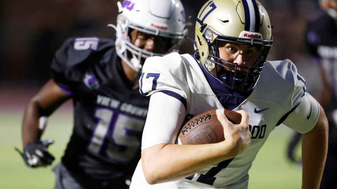 Blythewood High School’s Harrison Collins 17 scores against Ridge View High School on Friday, August 19, 2022.