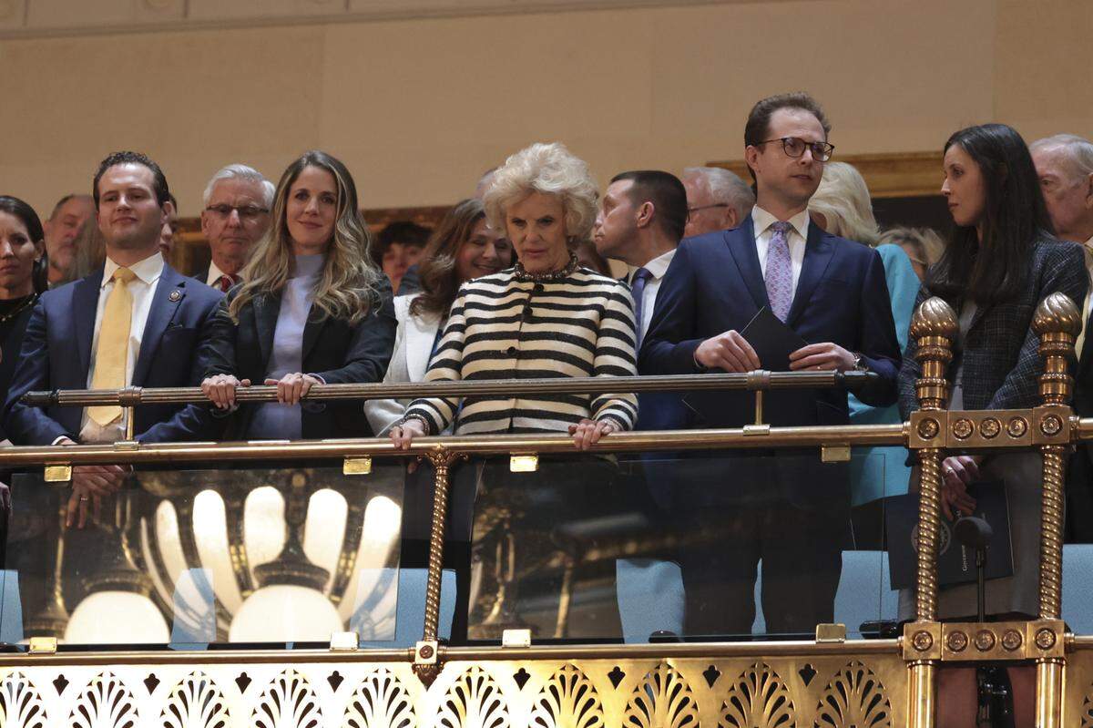Henry McMaster’s family, including, from left, son-in-law, Sam Herskovitz, daughter Mary Rogers McMaster, wife, Peggy Jean McMaster, son, Henry McMaster Jr. and  daughter-in-law, Virginia Roach, attend the governor’s ninth and final State of the State address on Wednesday, Jan. 28, 2026.