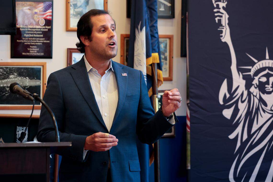 State Sen. Josh Kimbrell, R-Spartanburg, speaks Monday, Sept. 15, 2025 during a meeting of Moms for Liberty at The Flight Deck in Lexington. Kimbrell is running for South Carolina Governor in 2026.