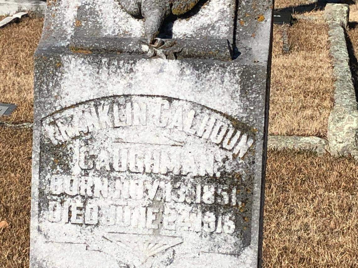 The grave of Franklin Calhoun Caughman in the cemetery of St. Stephen’s Lutheran Church in Lexington. Caughman was identified as the leader of the lynch mob that killed Willie Leaphart, although he was acquitted at trial without offering a defense.