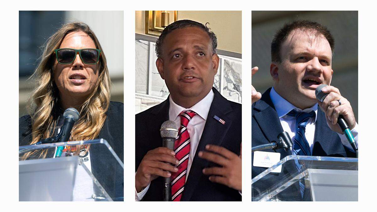 Democratic candidates for U.S. Senate, from left, Annie Andrews, Brandon Brown and Kyle Freeman.