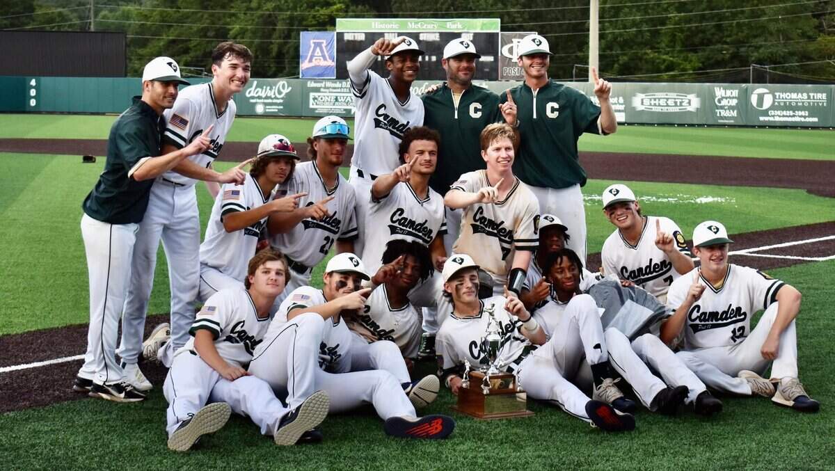 Camden Post 17 celebrates winning the 2022 Southeast Regional championship on Aug. 7 in Asheboro, NC.