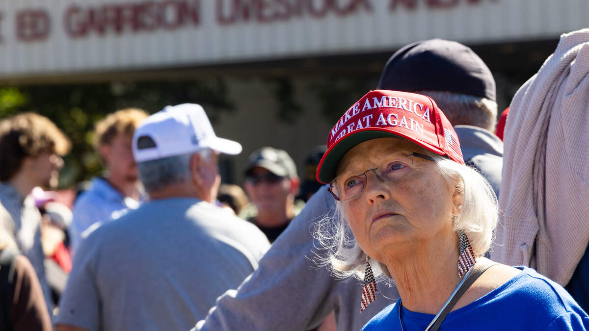 Supporters of President Donald Trump wait in line for a Darlene Graham campaign event in Pendelton, South Carolina on Wednesday, October 21, 2026.