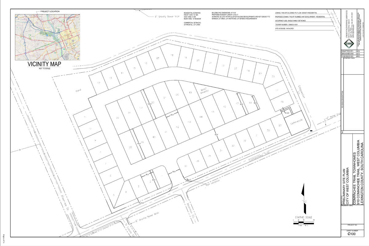 Plans for 55 homes along Comanchee Trail in West Columbia