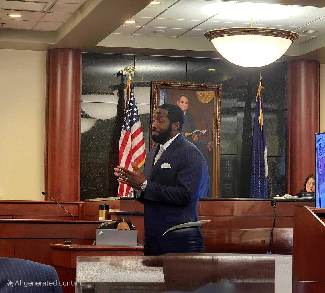 Shaun Kent, who led Marquise Robinson’s defense team, delivers closing arguments before a jury in Lexington County on November 14, 2024.