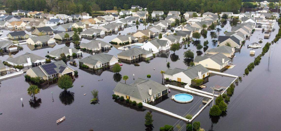 The Red Bluff community flooded along the Waccamaw River and Simpsons Creek under Hurricane Florence’s deluge with entire neighborhoods underwater. Monday, Sept. 24, 2018.