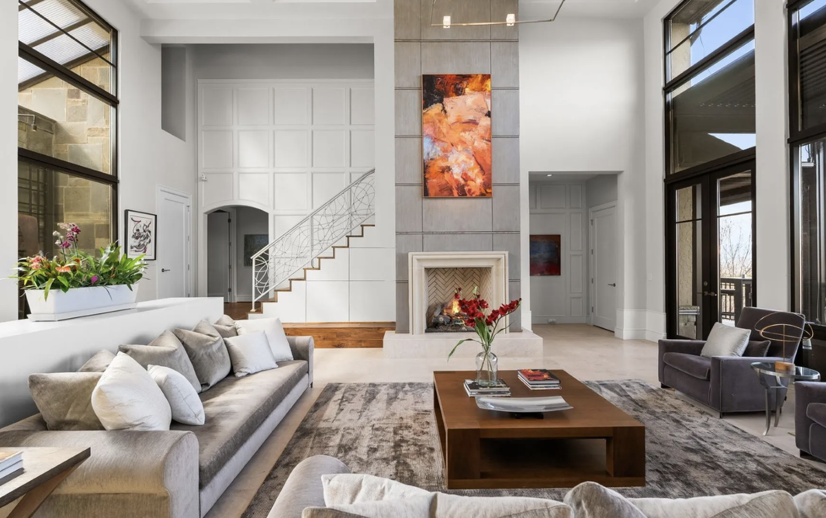 The Lake Keowee home has views of the lake and the Blue Ridge Mountains.