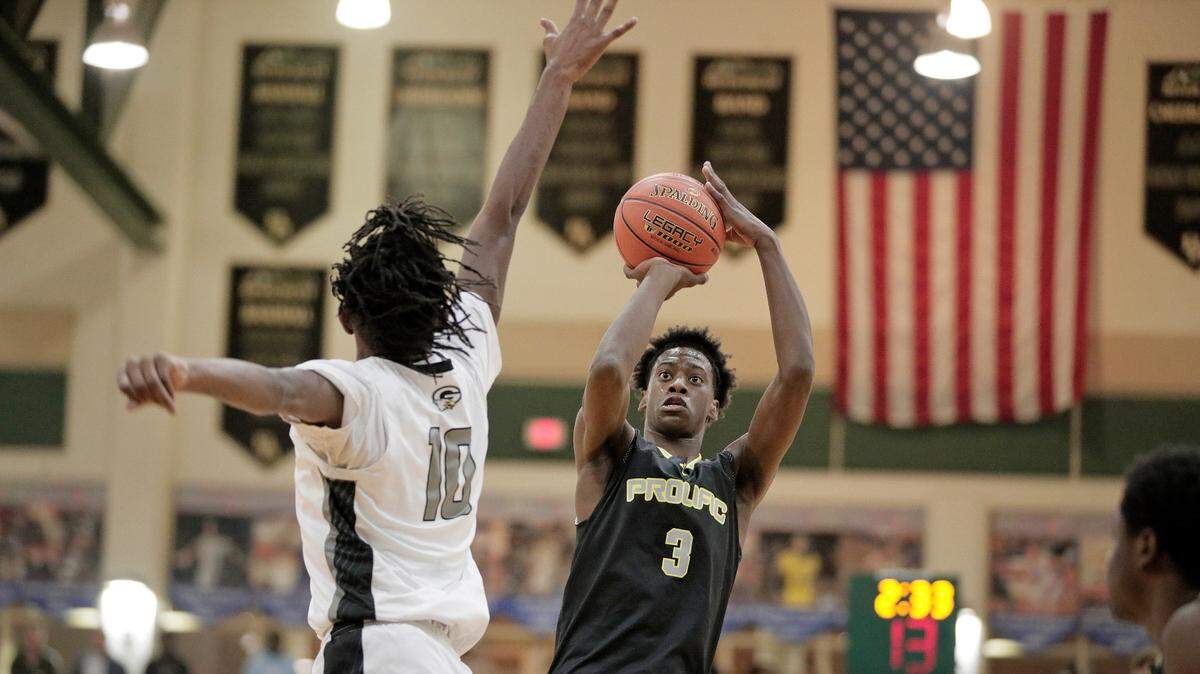Prolific Prep forward AJ Dybantsa, a South Carolina Gamecocks recruiting target, plays at the 2023 Chick-fil-A Classic at River Bluff High School.