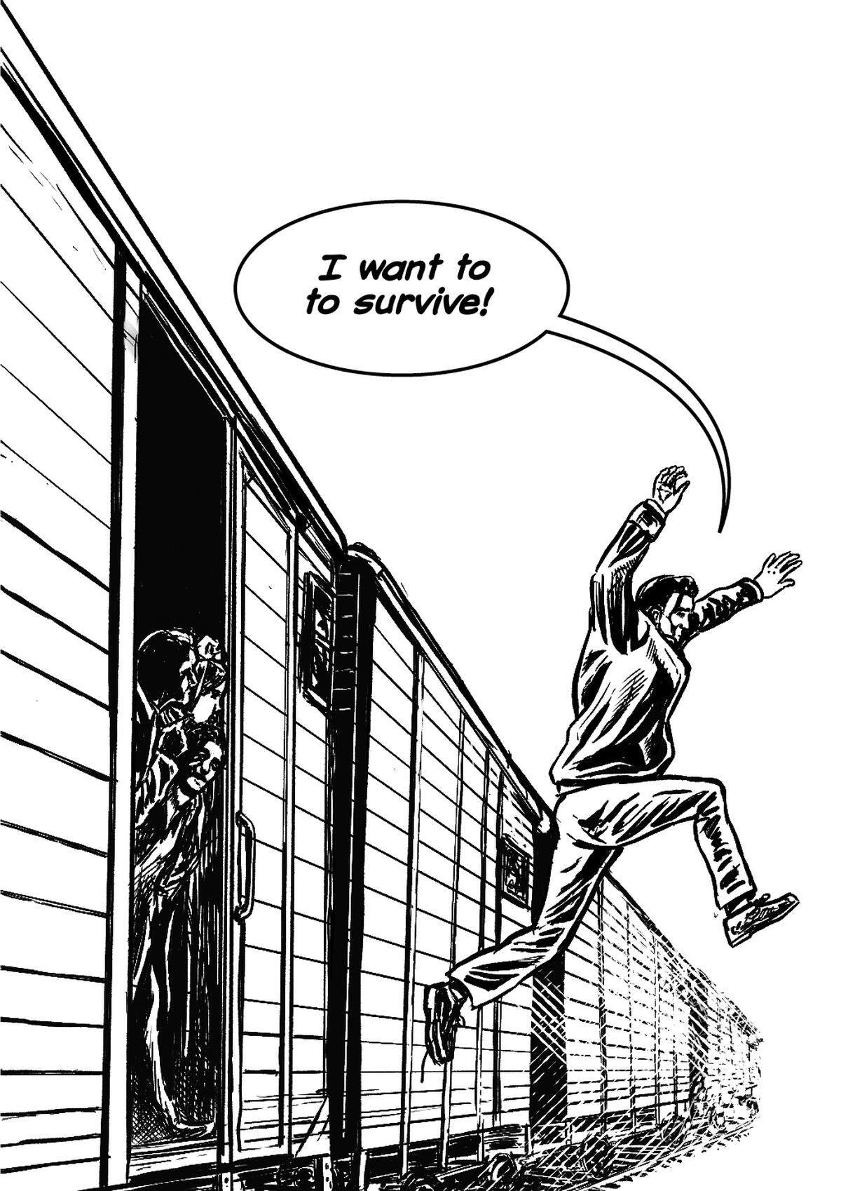 From the graphic novel, “We Survived The Holocaust: The Bluma & Felix Goldberg Story,” by Frank W. Baker, illustrations by Tim Ogline