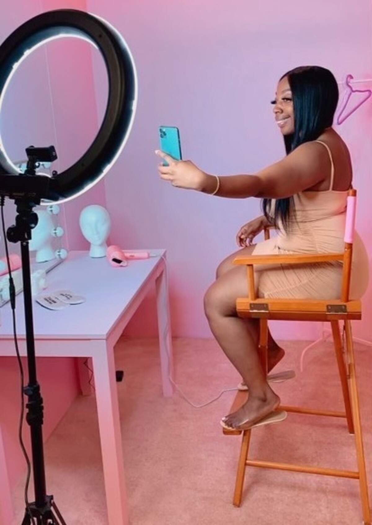 Chamia Pinckney takes a selfie at Selfie Mania in Columbia, SC.