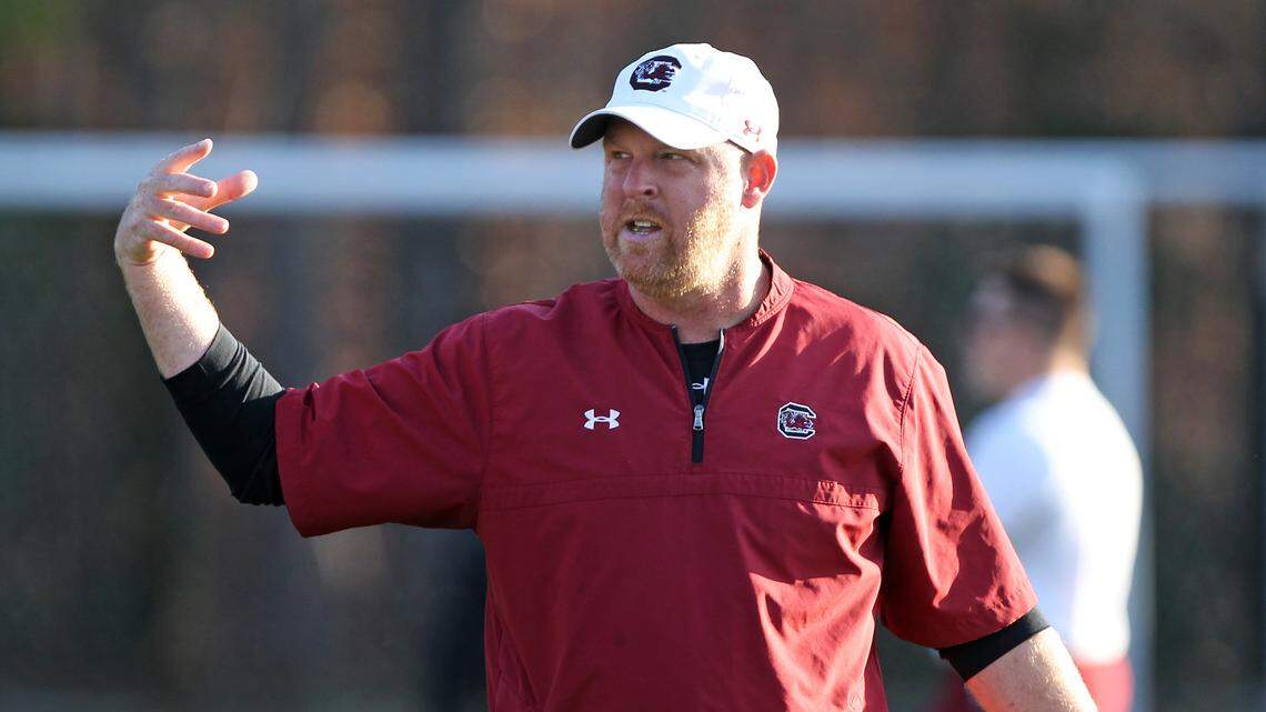 South Carolina’s Erik Kimrey during Monday’s bowl practice at Charlotte Christian School.