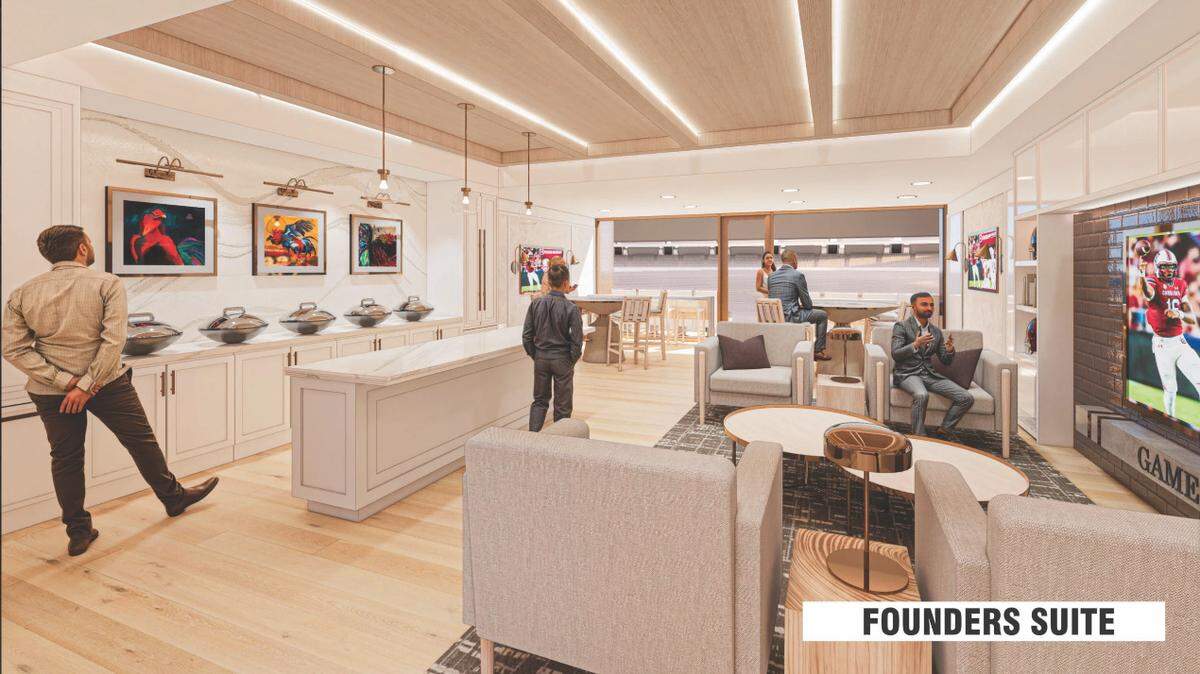 The inside of a proposed “founders suite” at Williams-Brice Stadium.