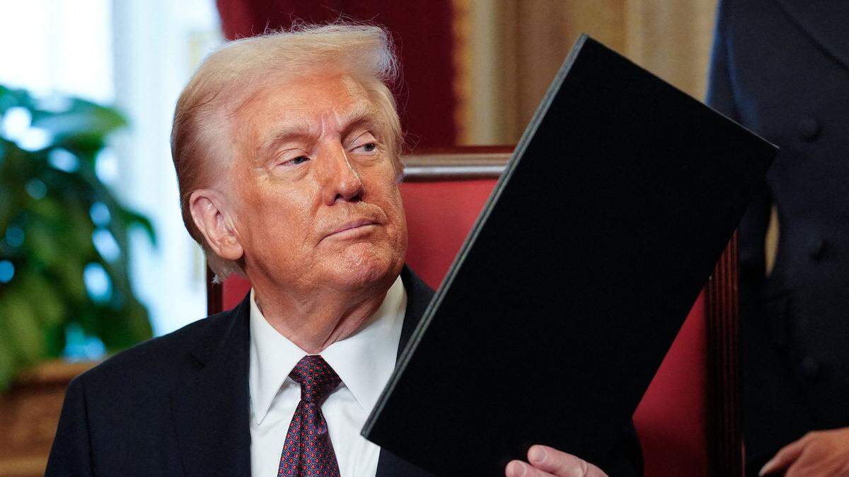 Newly sworn-in President Donald Trump takes part in a signing ceremony in the President’s Room following the 60th inaugural ceremony on Monday, Jan. 20, 2025, at the U.S. Capitol in Washington, D.C.