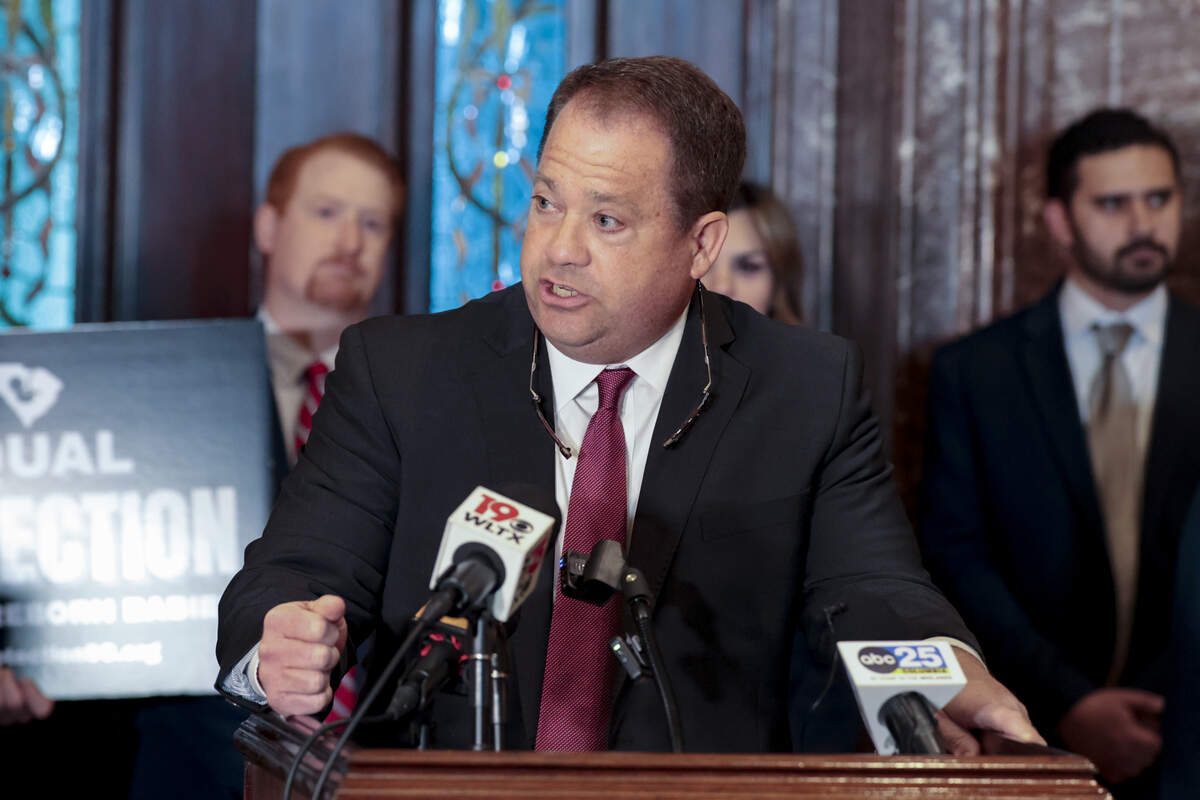 Sen. Lee Bright, R-Spartanburg, speaks during a press conference in the State House lobby on the first day of the 2026 legislative session on Tuesday, Jan. 13, 2026.