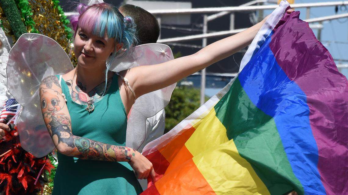 A diverse crowd of LGBTQ South Carolinians gather with straight allies, parents and friends to celebrate diversity during the 27th Annual South Carolina Pride Parade and Festival in Columbia on Sept. 3, 2016. Columbia in 2021 earned high scores from a national LGBTQ-rights group for inclusive laws and policies.