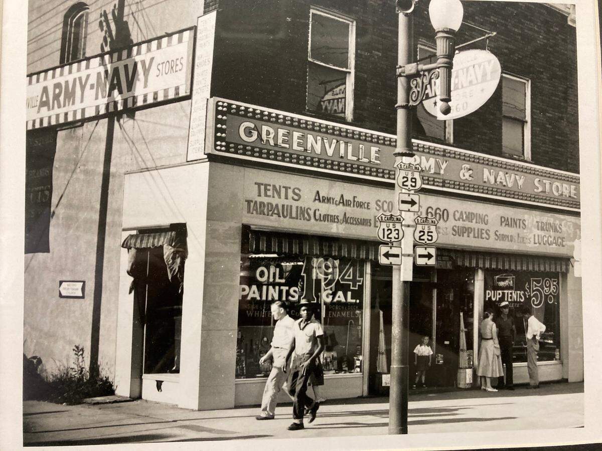 Elementary school age Jeff Zaglin can be seen in the doorway of his father’s store.