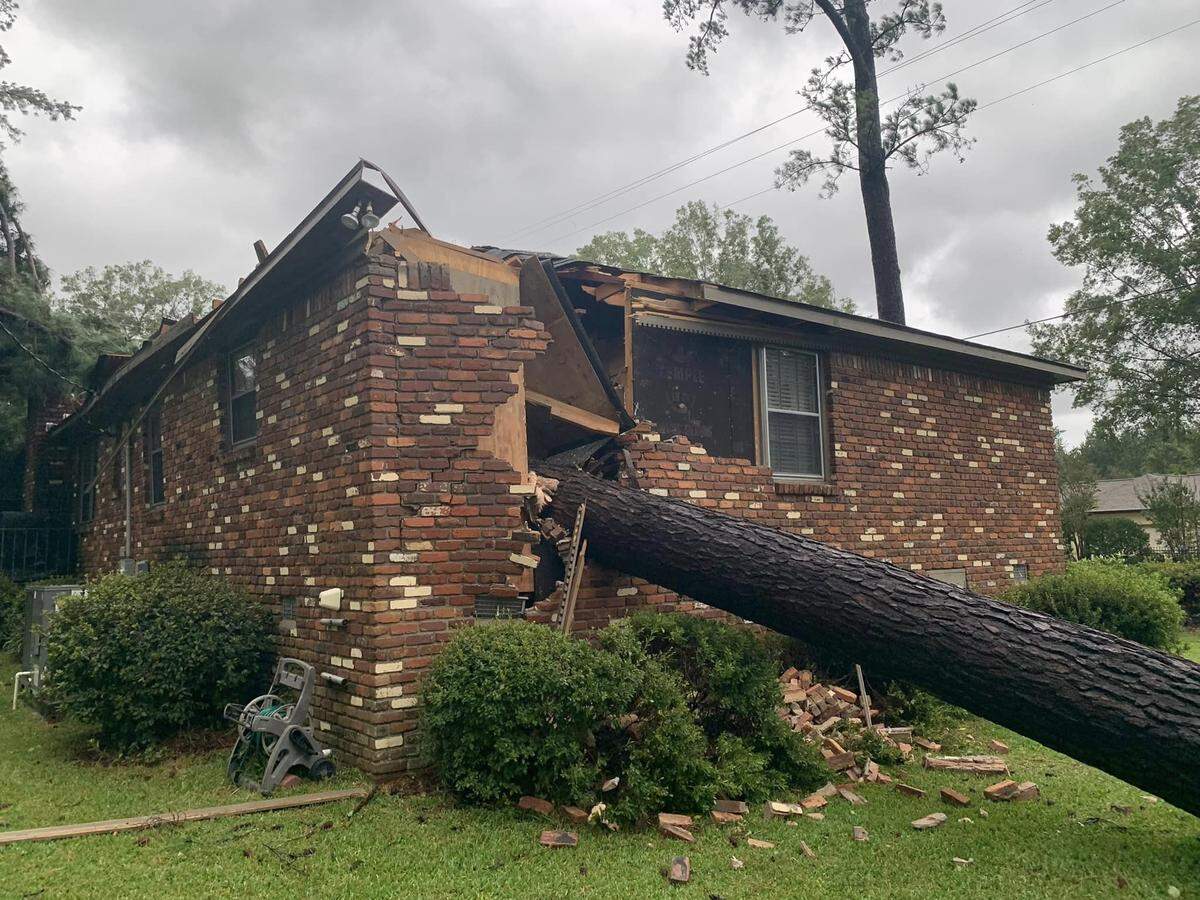 The Irmo Fire District shared a photo Friday morning of a tree that crashed through a house in the town.