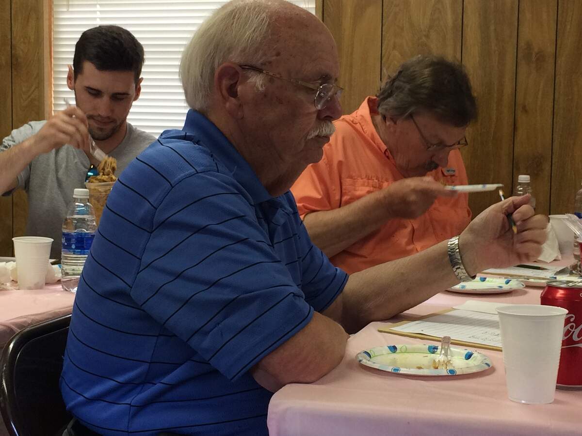 One of the judges' tables at the 30th Annual South Carolina BBQ Shag Festival in Hemingway, SC, April 14, 2018.