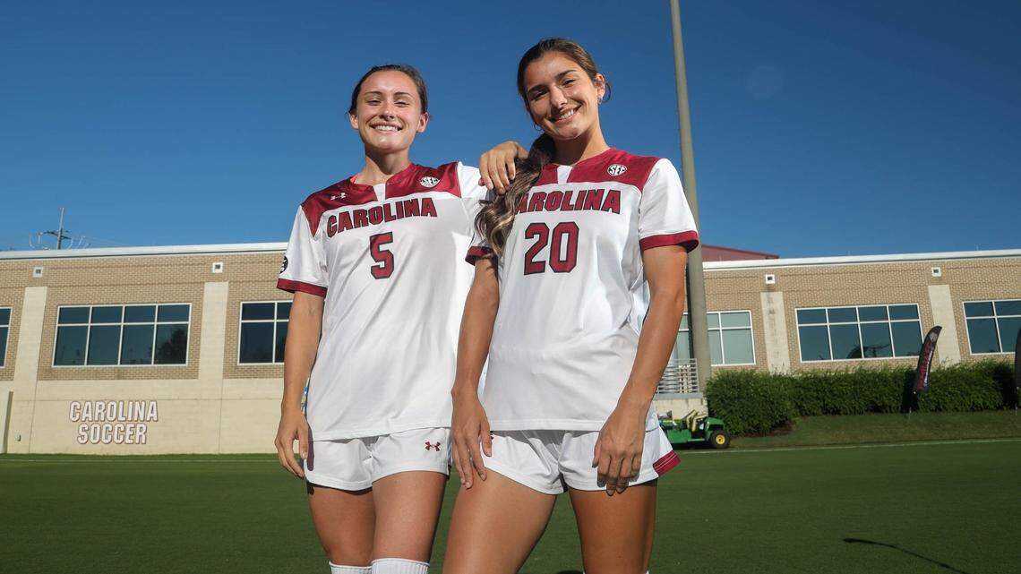 Luciano Zollo, left, is joined by her sister, and Corinna Zullo on the University of South Carolina soccer team.