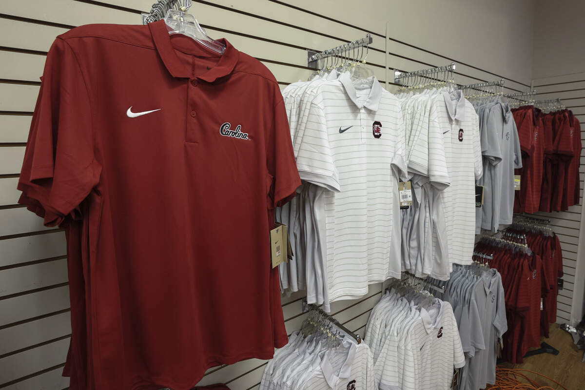 Gamecock Traditions in Lexington has Nike logo Gamecock apparel ready for customers when they open on Wednesday, July 1, 2026.