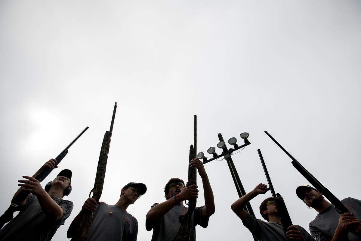 Students from Maranatha Christian School prepare to take the range at the Mid-Carolina Gun Club during the South Carolina State High School Clay Target League championships Saturday, June 8, 2019, in Orangeburg, S.C.