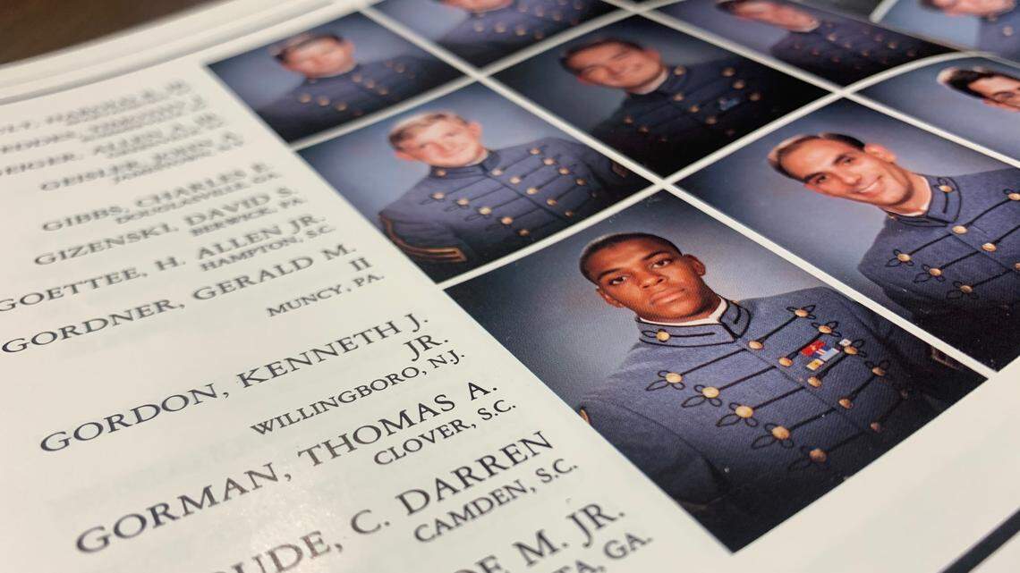 Ken Gordon, a 1988 graduate of The Citadel, poses for his senior portrait. Now 54 and living in Birmingham, Alabama, Gordon has published a book “Bad Dogs: A Black Cadet in Dixie.” While the book is a fictional account of a Black man attending a military college in the South, it is based on true events, including some of Gordon’s own experiences at The Citadel in the 1980s.