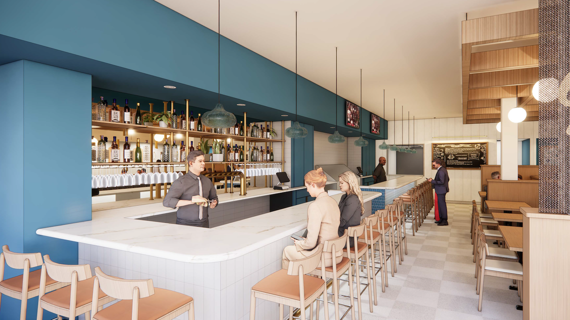 A rendering of Slip 53, an oyster bar coming to Saluda Avenue in Five Points.