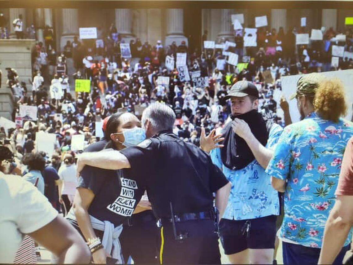 Richland County Sheriff Leon Lott said there is a radical group of men who will show up to protests wearing Hawaiian shirts, like the man also wearing a hat who was called a suspect after being pictured Saturday during a rally at the South Carolina State House.