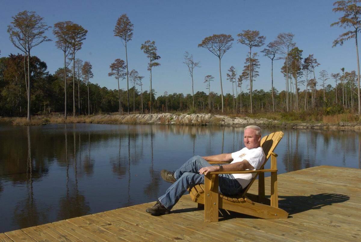 From November 2004: NASCAR legend Cale Yarborough relaxes on his farm near Timmonsville.