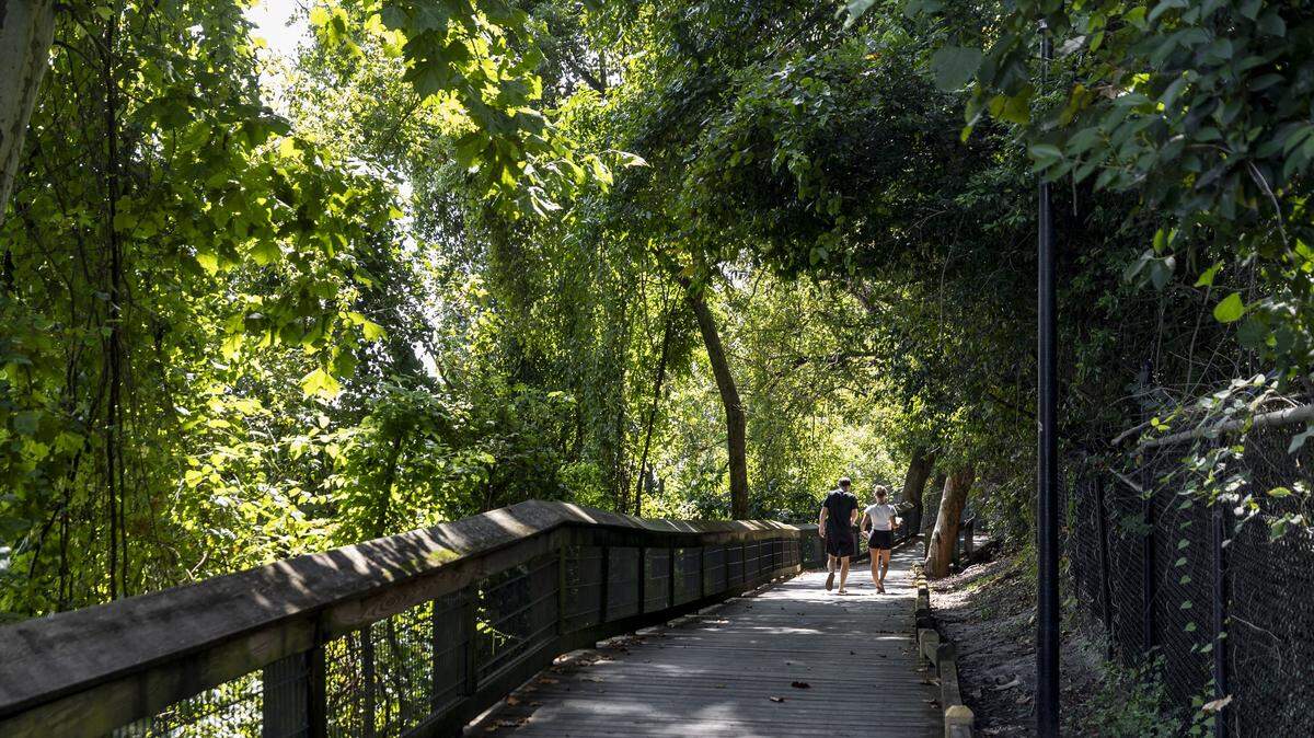 People enjoy the morning along the Cayce Riverwalk.