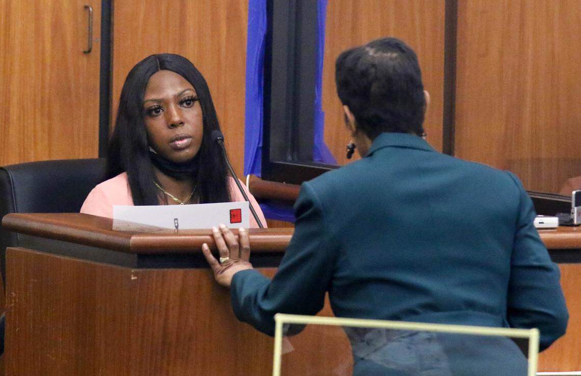 Prosecuting attorney April Sampson questions Maria Howard during the trial of Nathaniel Rowland on Wednesday, July 21, 2021 in Richland County Circuit Court. Rowland is accused of killing Samantha Josephson after luring her into his car.