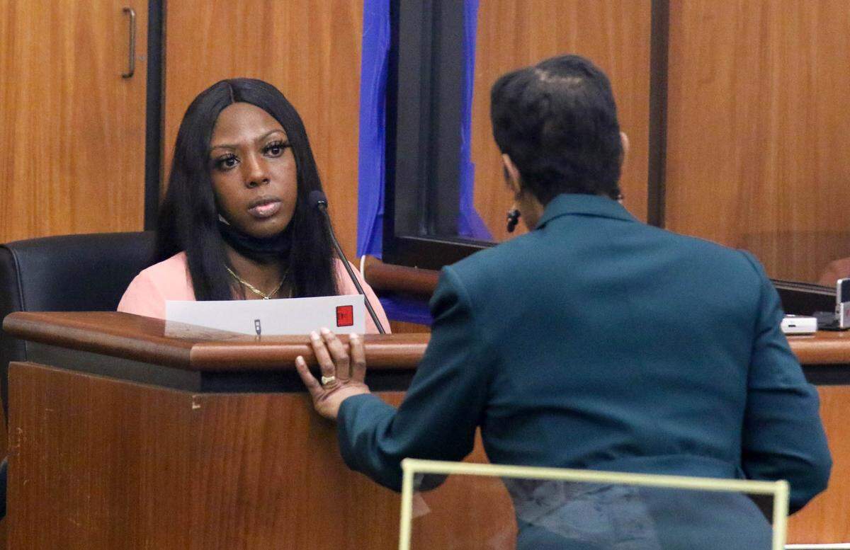 Prosecuting attorney April Sampson questions Maria Howard during the trial of Nathaniel Rowland on Wednesday, July 21, 2021 in Richland County Circuit Court. Rowland is accused of killing Samantha Josephson after luring her into his car.