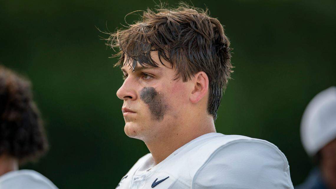 Benjamin’s Preston Douglas before before a preseason game against Dwyer on August 16, 2024, in Palm Beach Gardens, Florida.