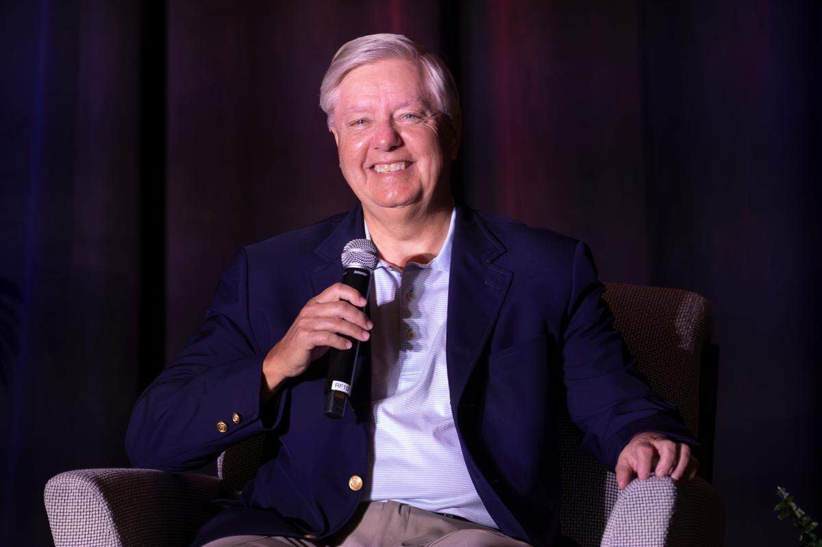 Sen. Lindsey Graham speaks during the South Carolina Chamber of Commerce Washington Night on Wednesday, Aug. 28, 2024. The event, at the Pastides Alumni Center, featured speakers from the South Carolina congressional delegation.