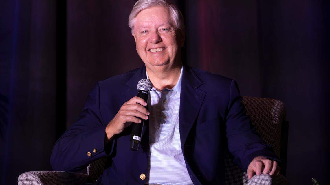 Sen. Lindsey Graham speaks during the South Carolina Chamber of Commerce Washington Night on Wednesday, Aug. 28, 2024. The event, at the Pastides Alumni Center, featured speakers from the South Carolina congressional delegation.